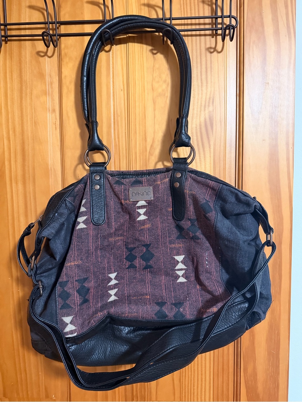 Dakine Burgundy Aztec Shoulder Tote with Black Trim